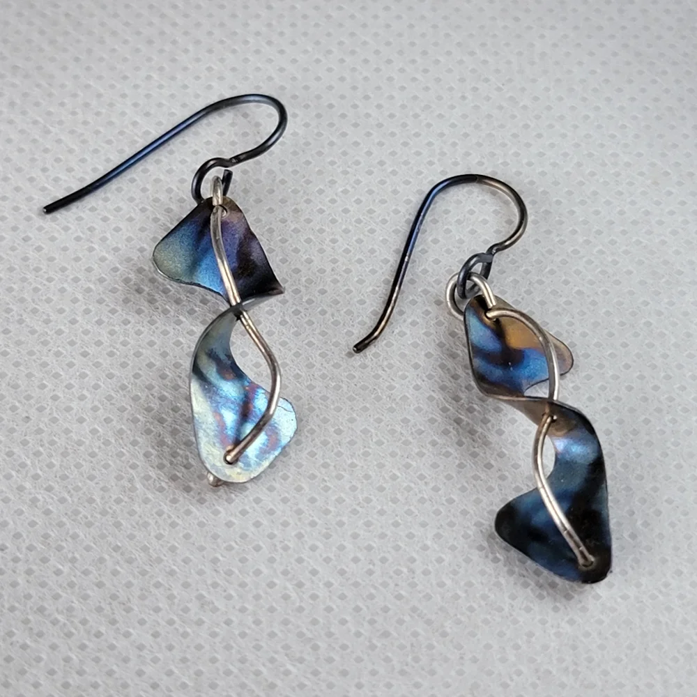 Titanium Metal Art Spiral Earrings